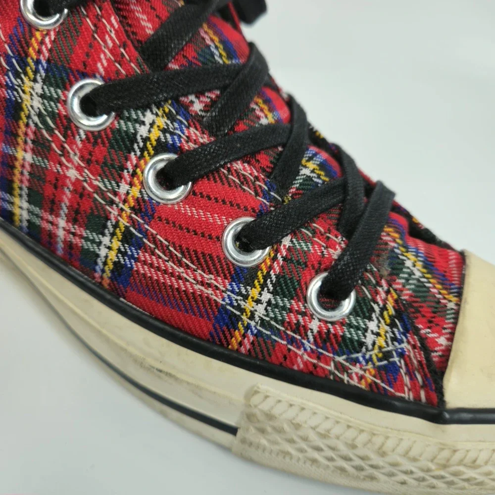 Converse Chuck Taylor All Stars Red Plaid Tartan US Mens 5.5 Womens 7.5 Skate